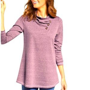 EUC Soft Surroundings Brinley Cowl Mock Neck Oversized Tunic Top Heather Pink XS